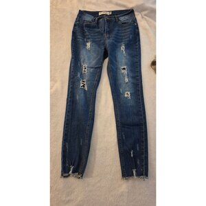 Celebrity Ace Distressed Skinny Ripped Jeans 7/28 Denim Casual Style With Frayed